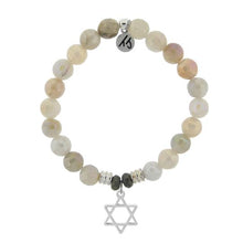 Load image into Gallery viewer, Moonstone Stone Bracelet with Star of David Sterling Silver Charm
