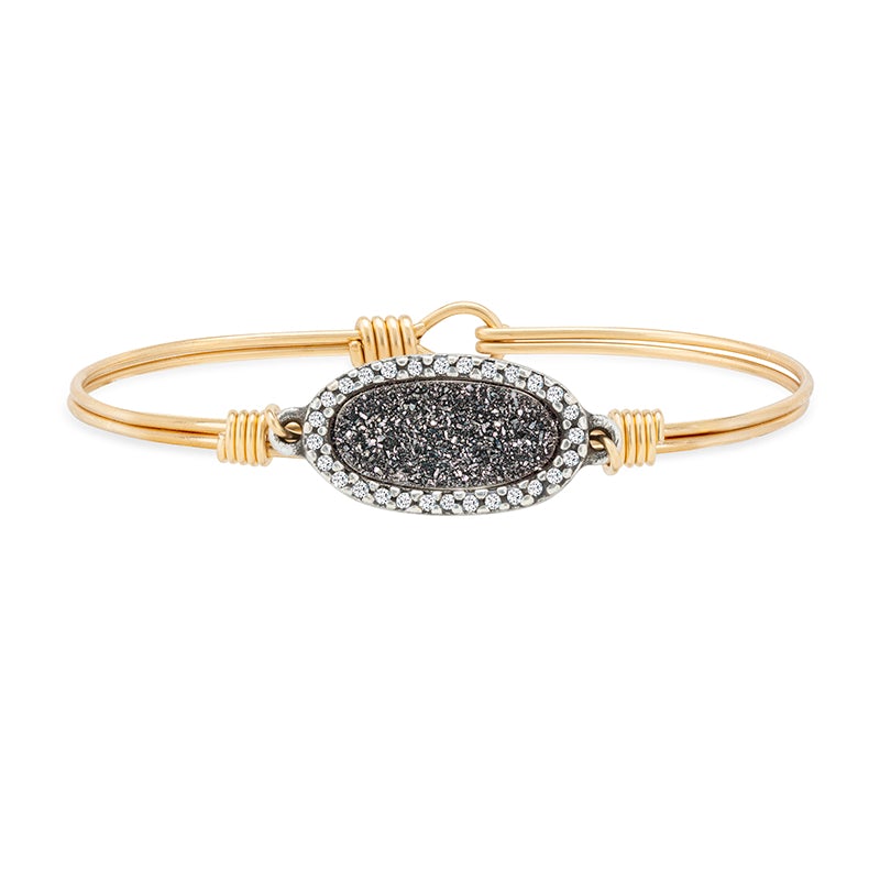 Pave Druzy Bangle Bracelet in Iridescent Graphite