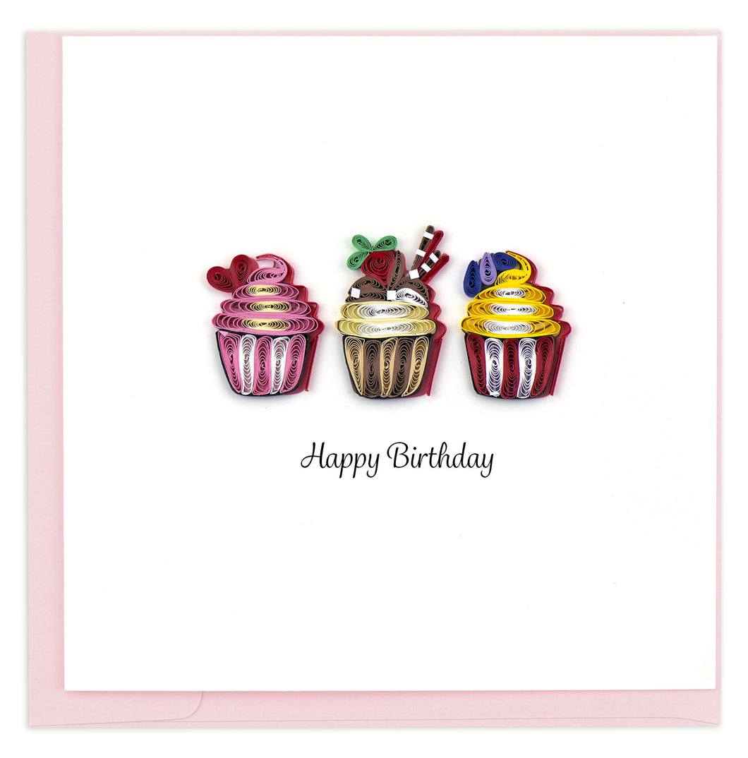 Quilled Birthday Cupcakes Card