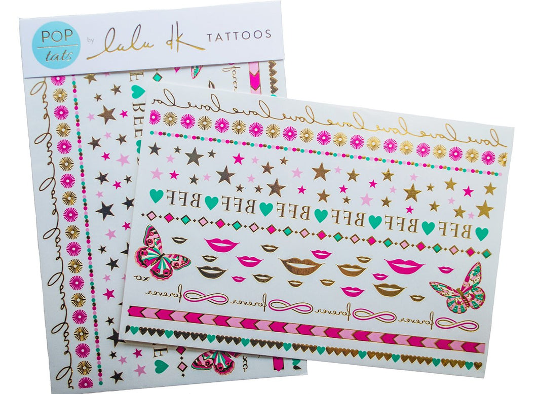 Lulu DK Pop Tats Temporary Tattoos - XOXO