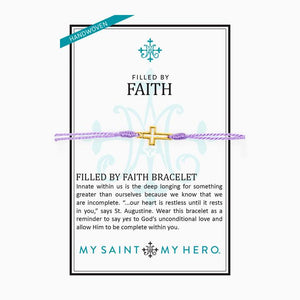 My Saint My Hero Filled by Faith Open Cross Bracelet Lavender with Gold