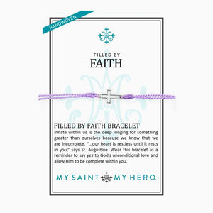 My Saint My Hero Filled by Faith Open Cross Bracelet Lavender with Silver