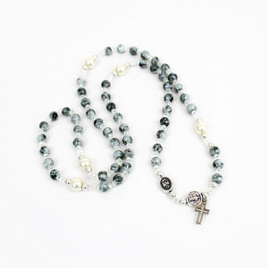Miracles Rosary Wrap Bracelet - Grey/Crystal