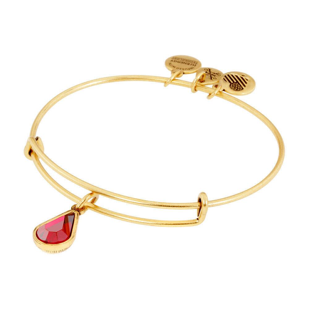 Alex and Ani - January Scarlet Birthstone Teardrop Charm Bangle With Swarovski® Crystals Rafaelian Gold