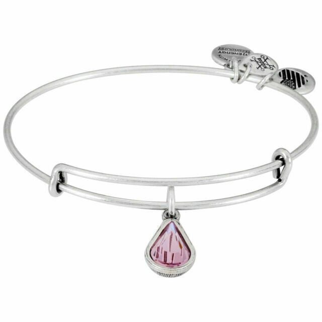Alex and Ani - June Light Amethyst Birthstone Teardrop Charm Bangle With Swarovski® Crystals Rafaelian Silver