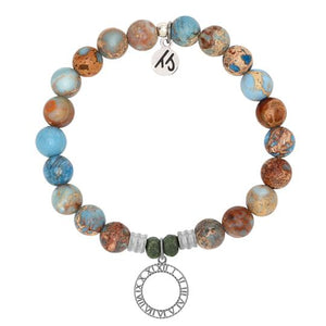 Sky Jasper Stone Bracelet with Timeless Sterling Silver Charm