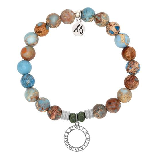 Sky Jasper Stone Bracelet with Timeless Sterling Silver Charm