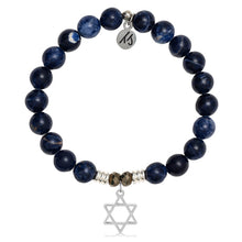 Load image into Gallery viewer, Sodalite Stone Bracelet with Star of David Sterling Silver Charm
