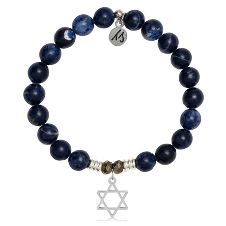 Sodalite Stone Bracelet with Star of David Sterling Silver Charm