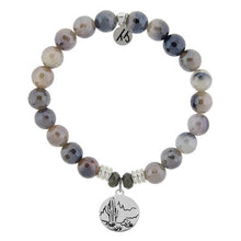 Load image into Gallery viewer, Storm Agate Stone Bracelet with Cactus Sterling Silver Charm
