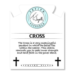 Storm Agate Stone Bracelet with Cross Sterling Silver Charm