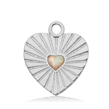 Load image into Gallery viewer, Storm Agate Stone Bracelet with Heart Opal Sterling Silver Charm
