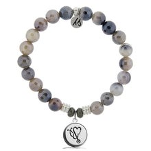 Load image into Gallery viewer, Storm Agate Stone Bracelet with Nurse Sterling Silver Charm
