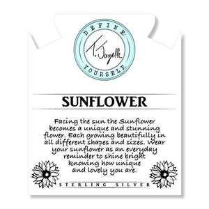 Storm Agate Stone Bracelet with Sunflower Sterling Silver Charm
