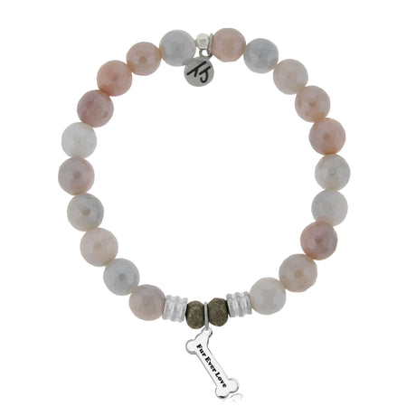 Sunstone Stone Bracelet with Fur Ever Love Sterling Silver Charm