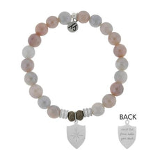 Load image into Gallery viewer, Sunstone Stone Bracelet with Shield of Strength Sterling Silver Charm
