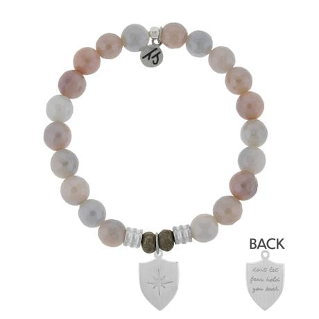 Sunstone Stone Bracelet with Shield of Strength Sterling Silver Charm