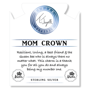 Super Seven Stone Bracelet with Mom Crown Sterling Silver Charm