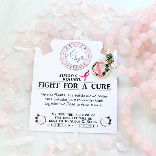 Susan G. Komen Breast Cancer Fight For a Cure Charity Rose Quartz Charm Bracelet