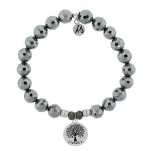 Load image into Gallery viewer, Terahertz Stone Bracelet with Family Tree Circle Sterling Silver Charm
