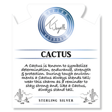 Load image into Gallery viewer, White Agate Stone Bracelet with Cactus Sterling Silver Charm
