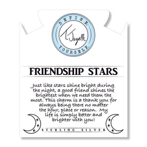 White Agate Stone Bracelet with Friendship Stars Sterling Silver Charm